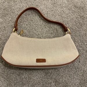 JW PEI Cream and Brown Shoulder Bag with Crescent Shape
